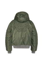Green MA-1 bomber jacket with hood in recycled nylon - Image n°2