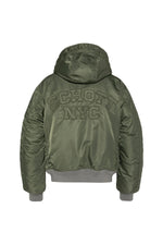 Green MA-1 bomber jacket with hood in recycled nylon - Image n°2