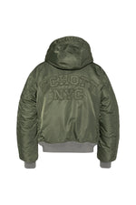 Green MA-1 bomber jacket with hood in recycled nylon - Image n°2