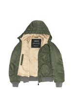 Green MA-1 bomber jacket with hood in recycled nylon - Image n°3