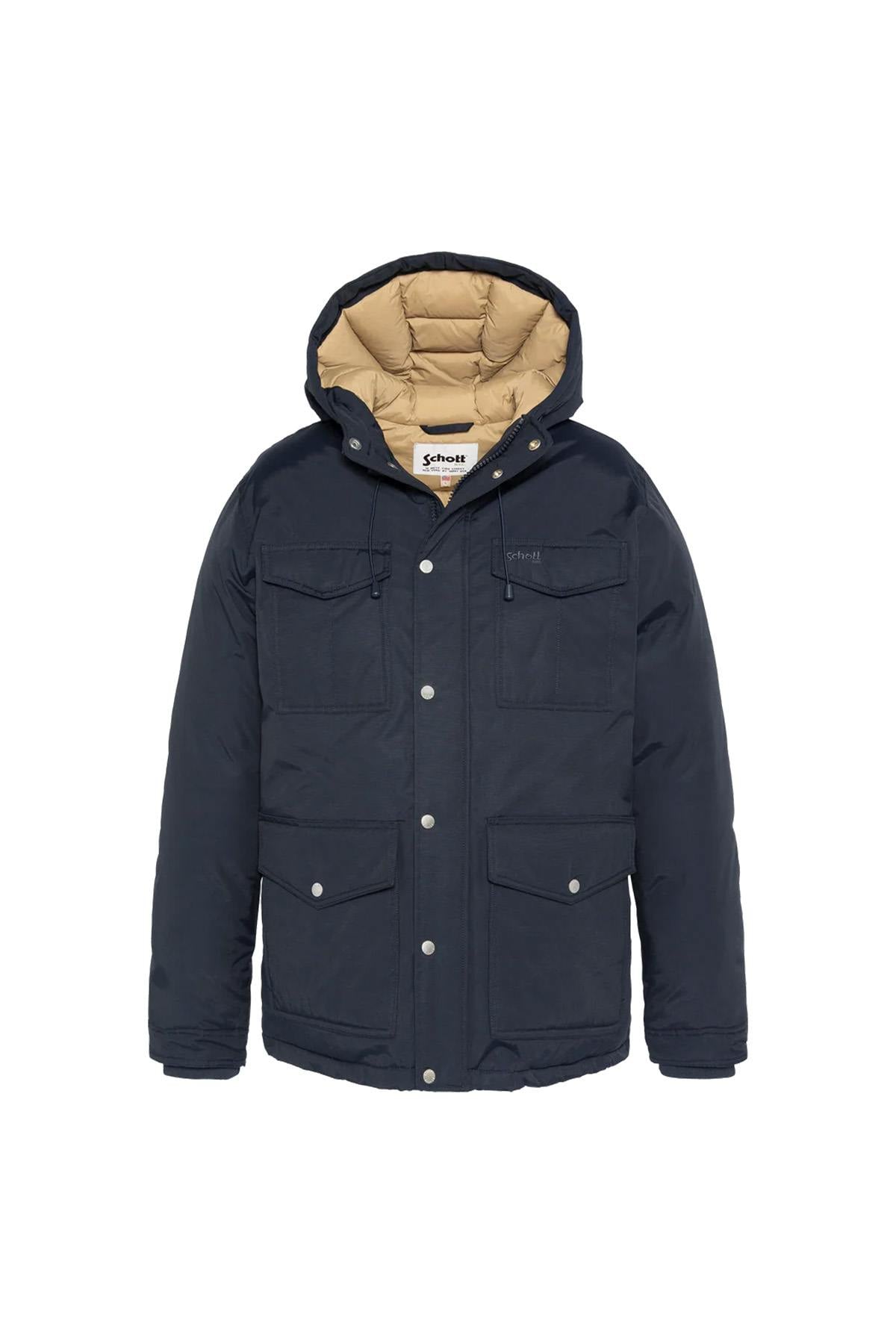 Navy blue multi-pocket hooded parka - Image n°5