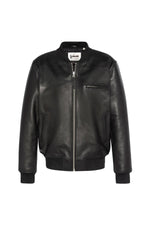 Casual black cowhide leather bomber jacket - Image n°5