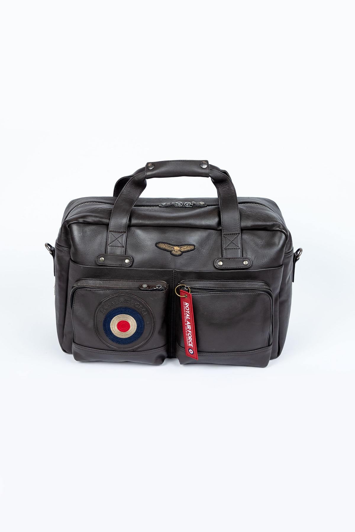 Royal Air Force Dark Brown Leather Travel Bag - Image n°1