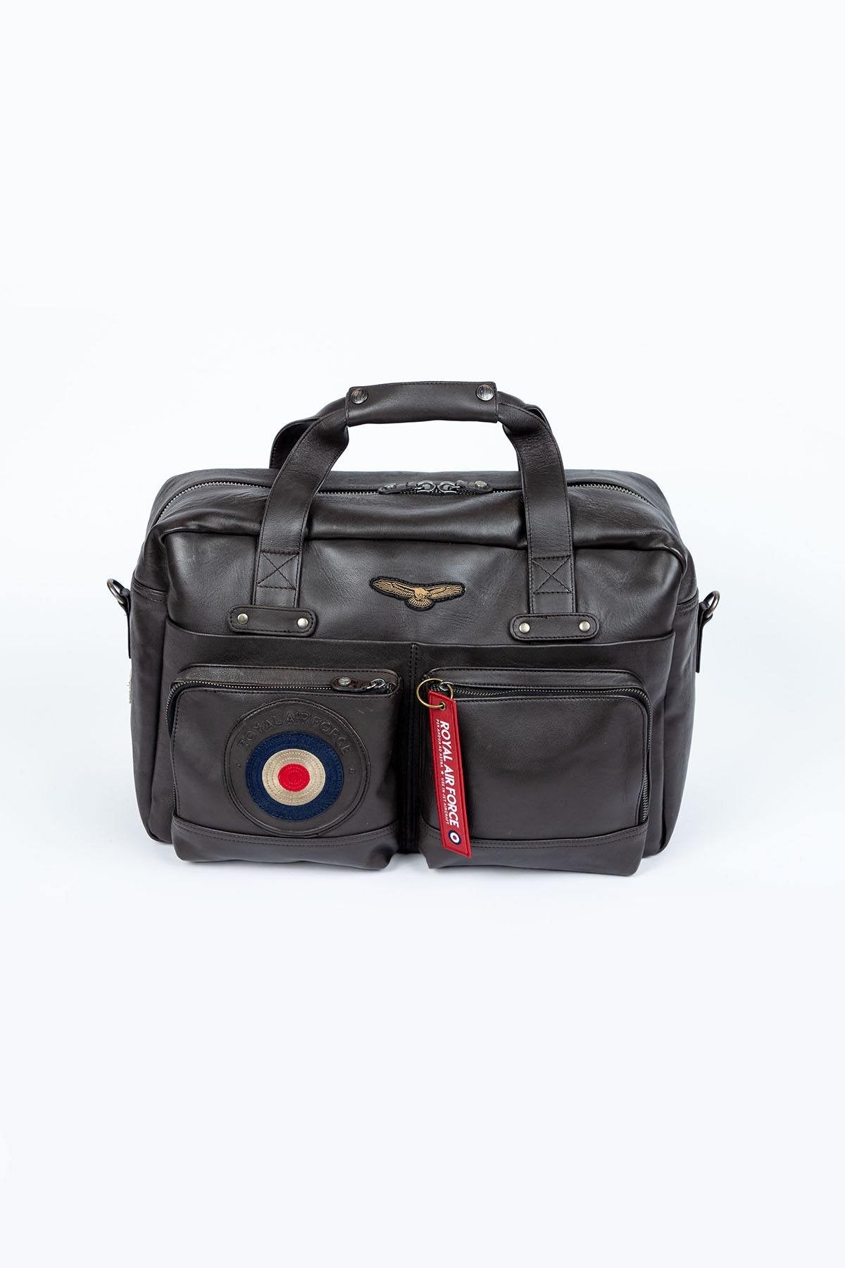 Royal Air Force Dark Brown Leather Travel Bag - Image n°1