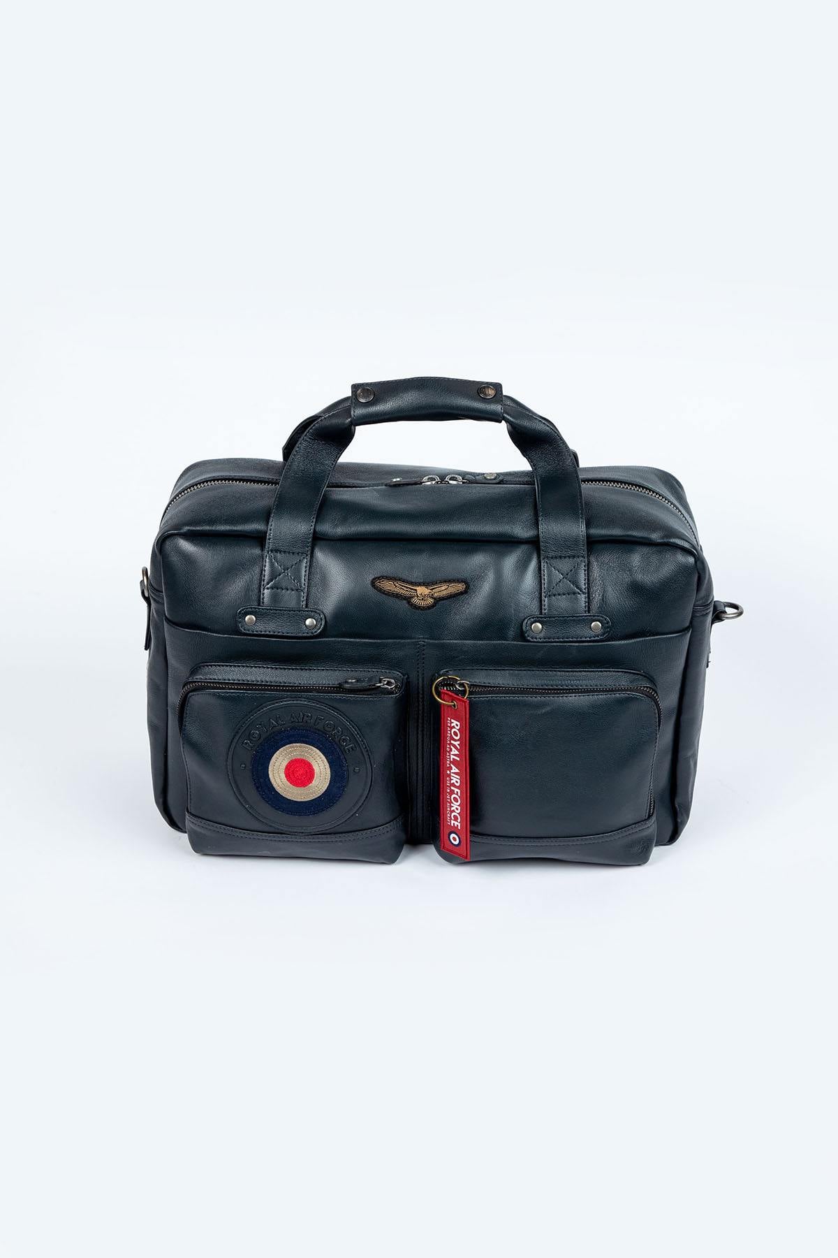 Royal Air Force Navy Blue Leather Travel Bag - Image n°1