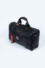 Black leather travel bag with aviation theme - Image n°2