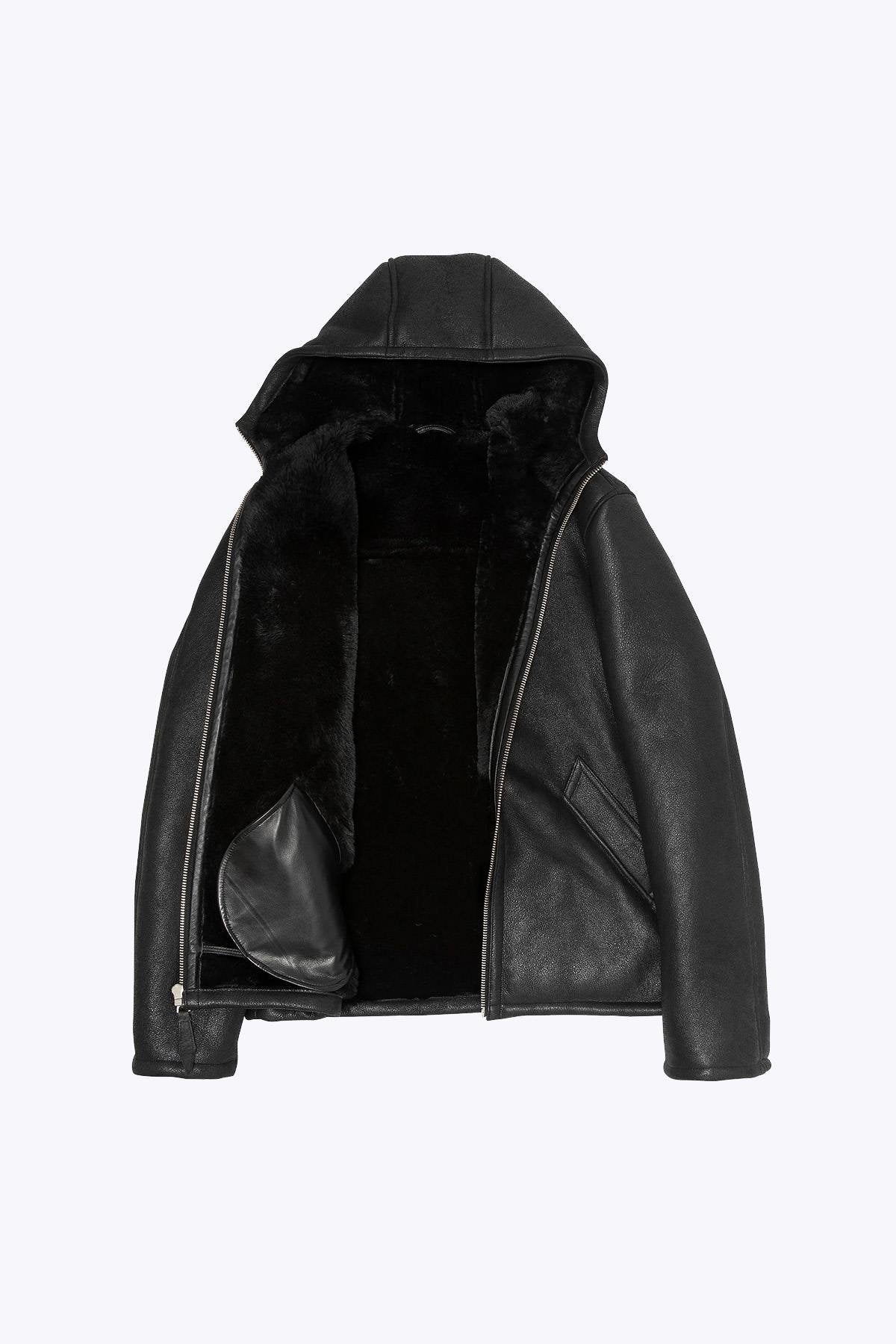 Black hooded bomber jacket in urban style - Image n°6