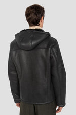 Black hooded bomber jacket in urban style - Image n°2