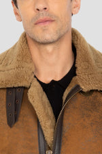 B-3 Bomber Jacket with Mustard Color and Distressed Look - Image n°3