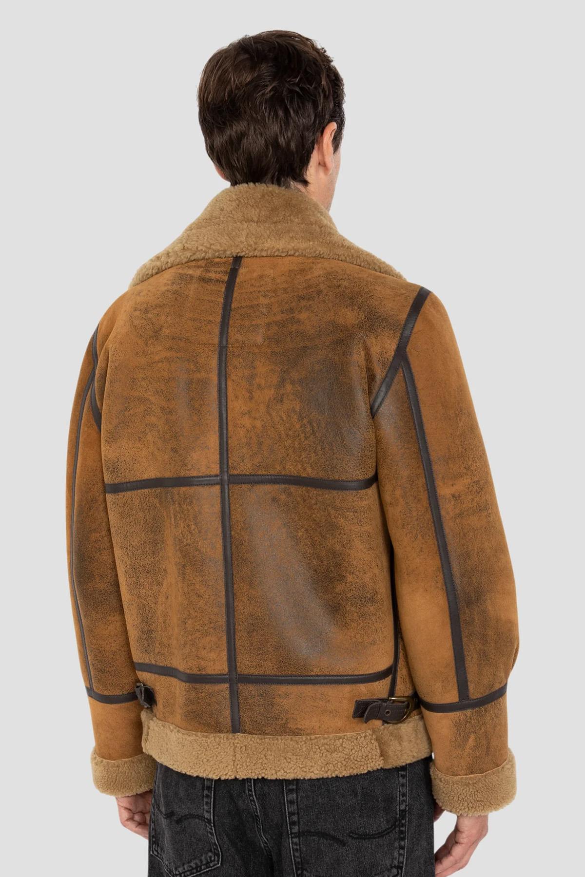 B-3 Bomber Jacket with Mustard Color and Distressed Look - Image n°2