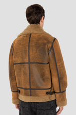 B-3 Bomber Jacket with Mustard Color and Distressed Look - Image n°2