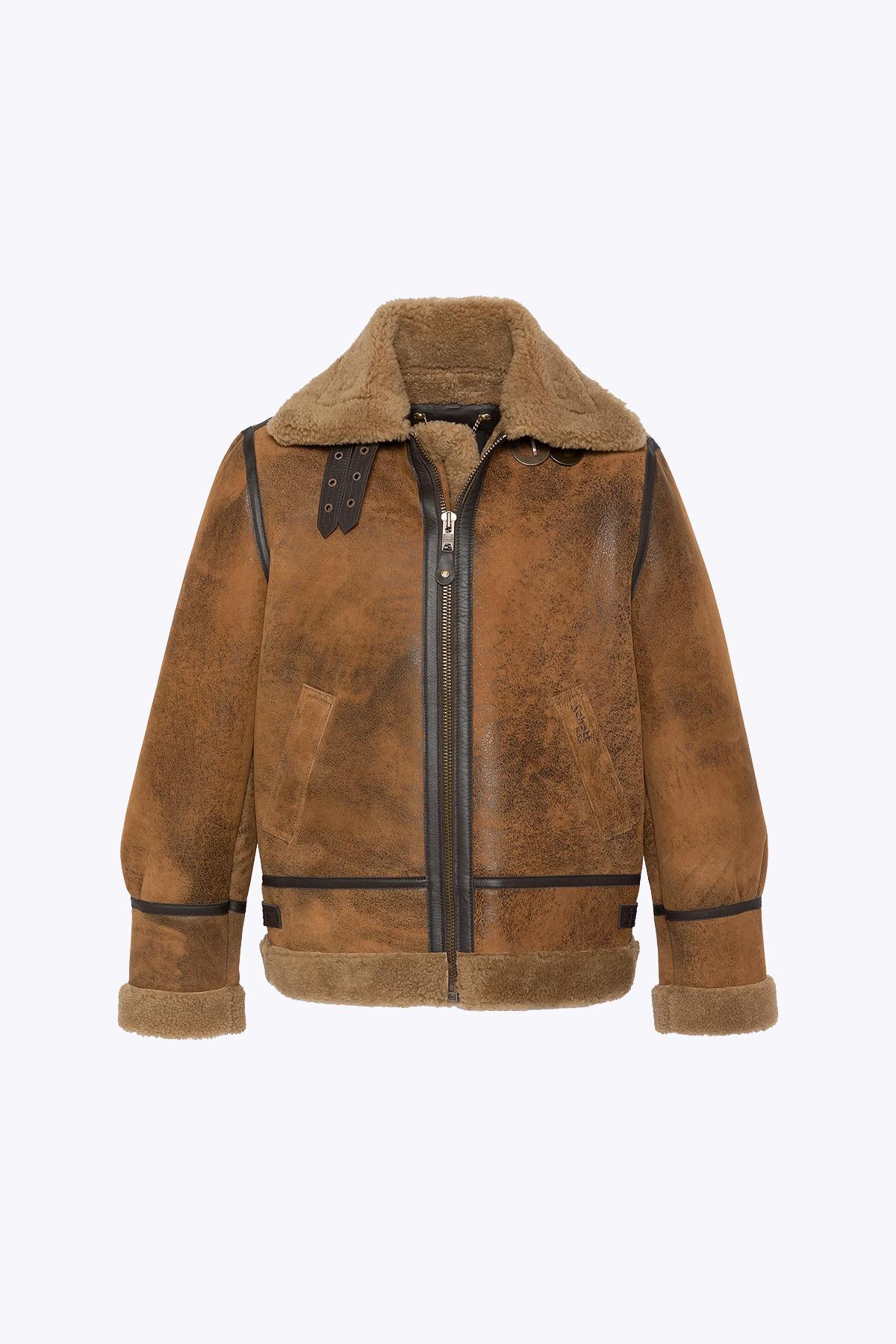 B-3 Bomber Jacket with Mustard Color and Distressed Look - Image n°5