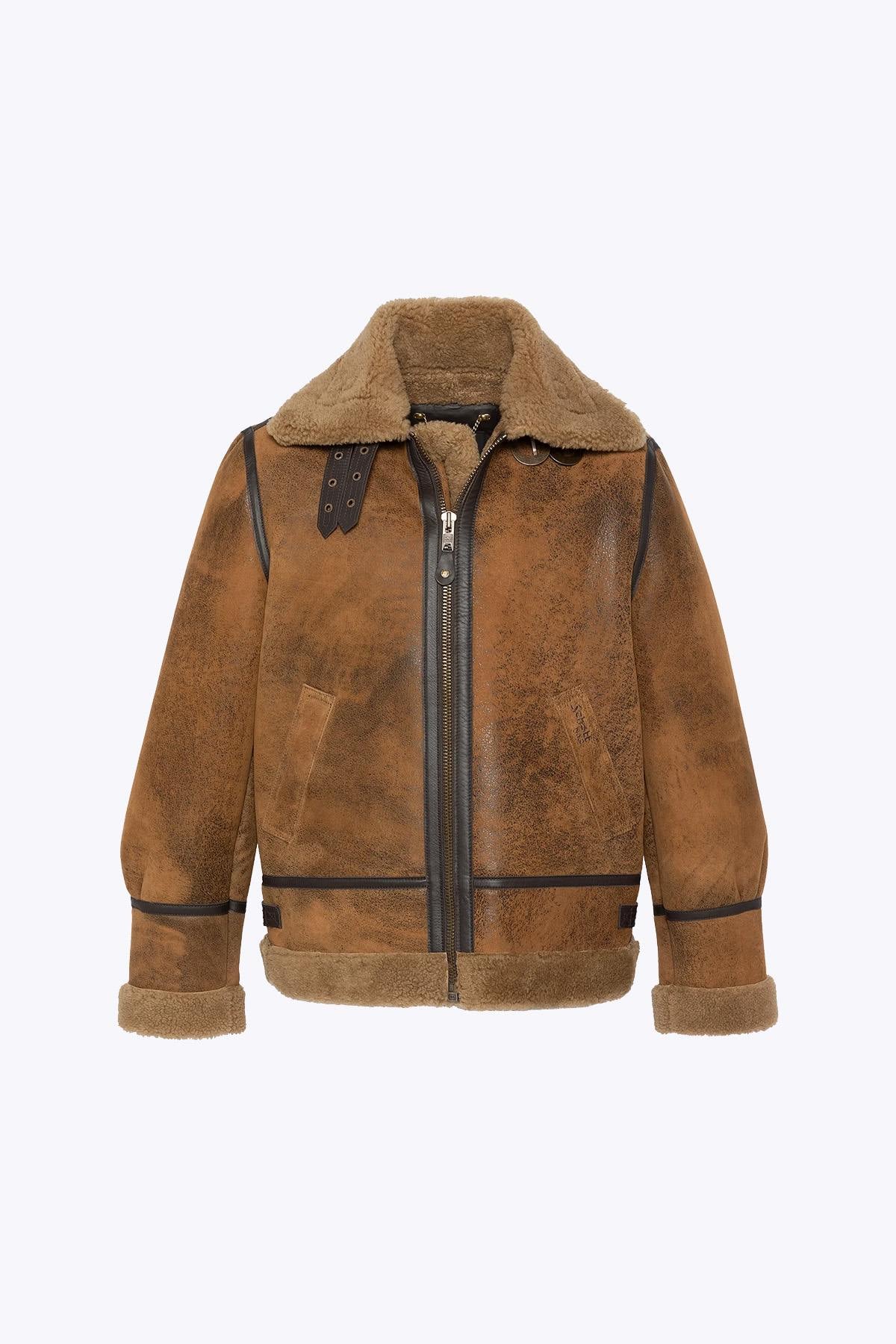 B-3 Bomber Jacket with Mustard Color and Distressed Look - Image n°5