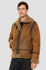 B-3 Bomber Jacket with Mustard Color and Distressed Look - Image n°4