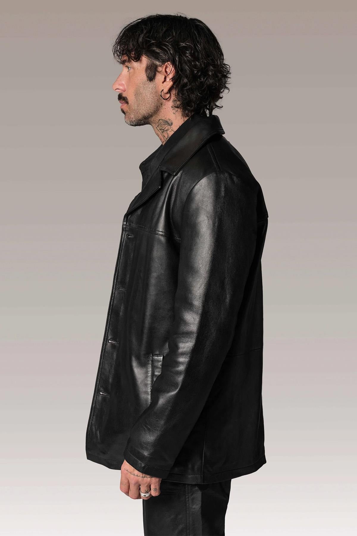 Stylish and sturdy black leather jacket - Image n°4