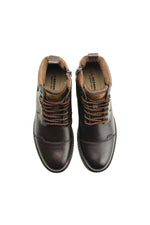 Chestnut and cognac leather lace-up boots - Image n°3