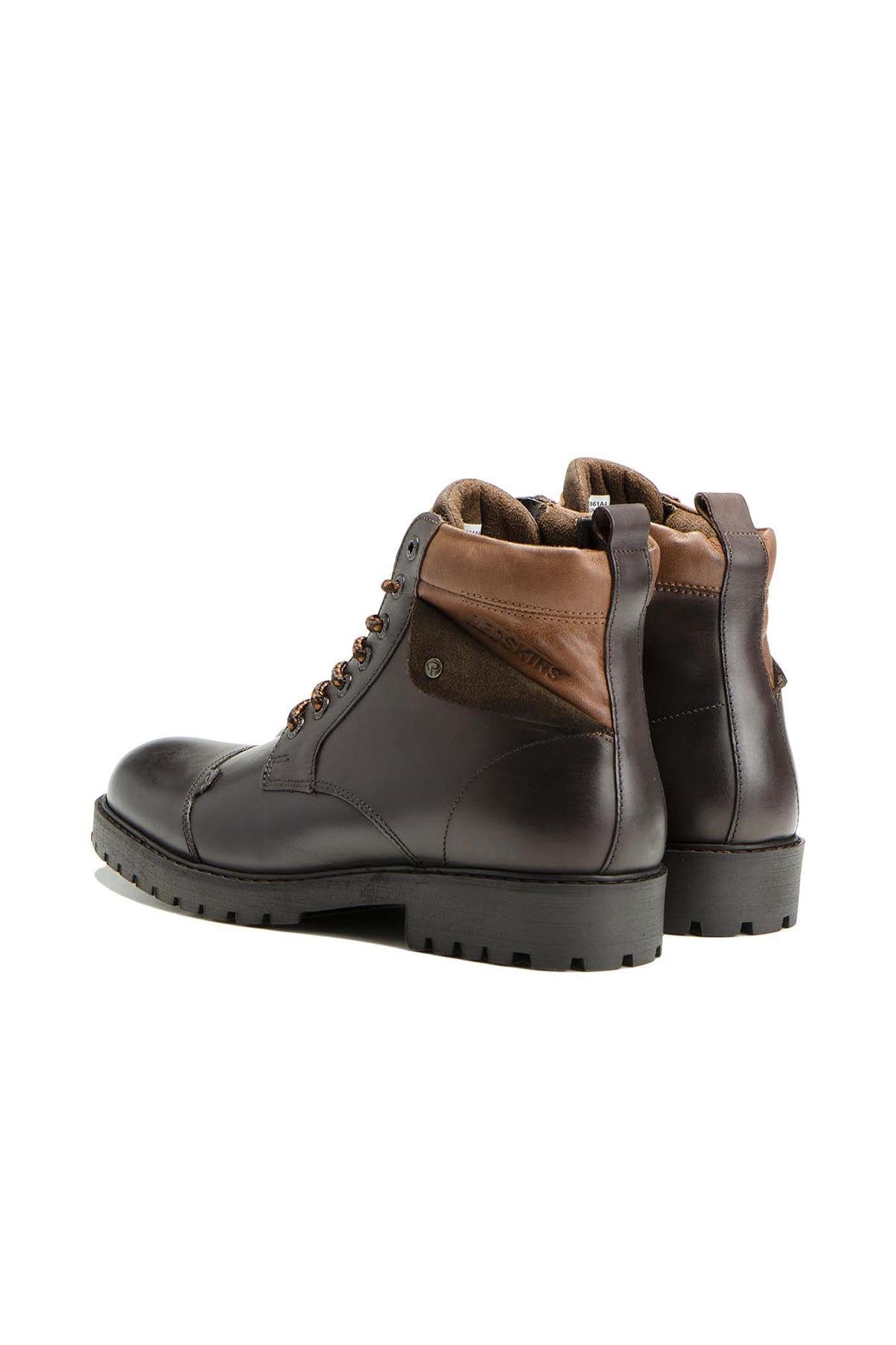 Chestnut and cognac leather lace-up boots - Image n°2