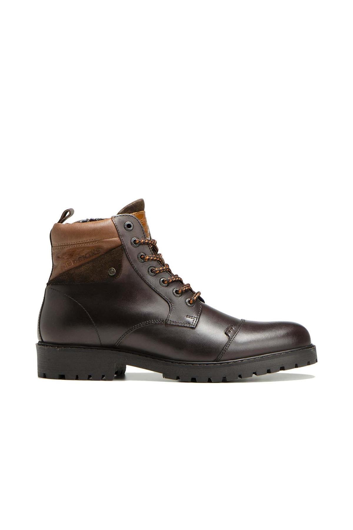 Chestnut and cognac leather lace-up boots - Image n°4