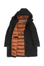 Black multi-pocket hooded parka with quilted nylon lining - Image n°7