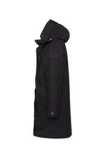 Black multi-pocket hooded parka with quilted nylon lining - Image n°8