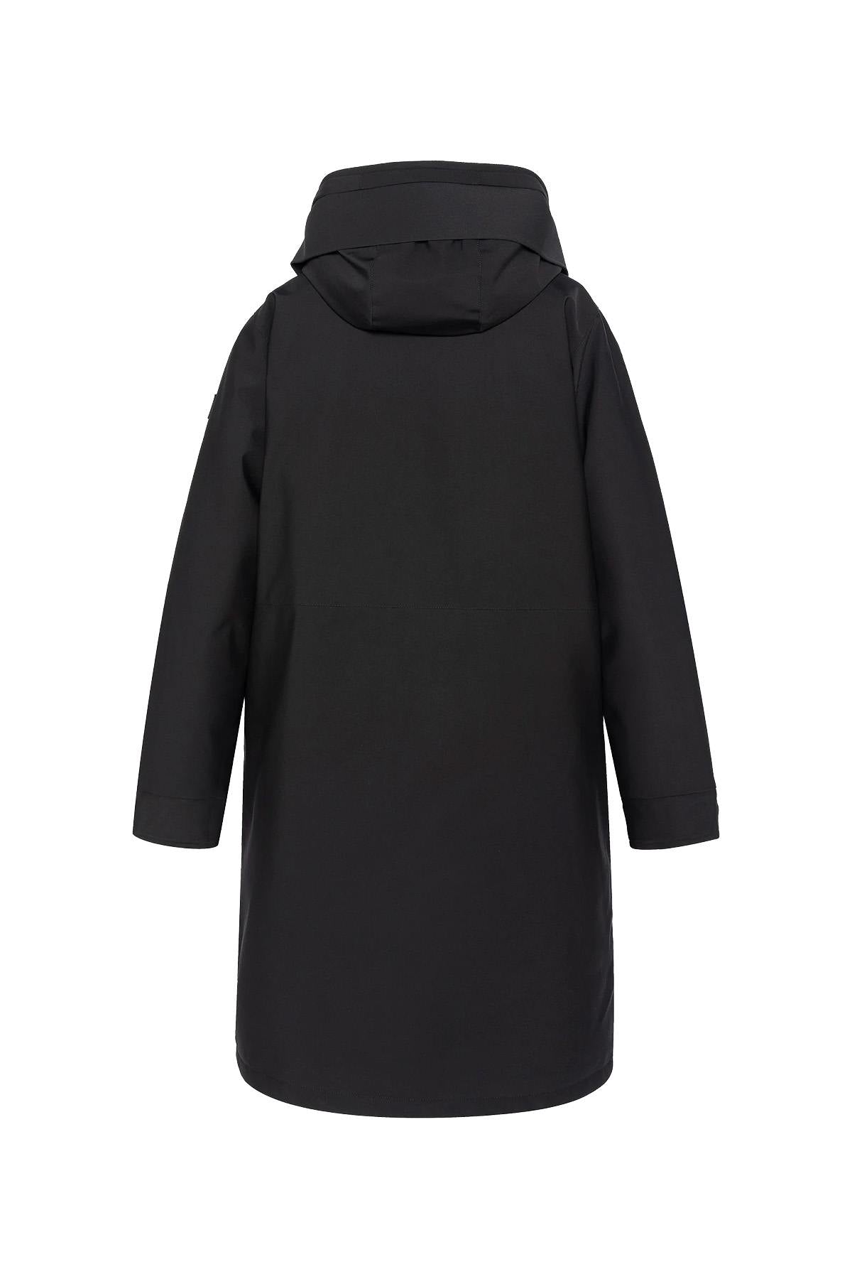 Black multi-pocket hooded parka with quilted nylon lining - Image n°9