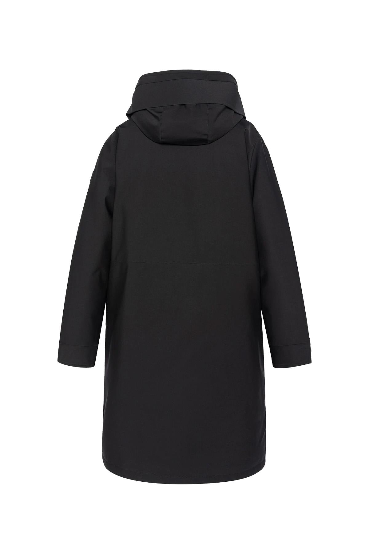 Black multi-pocket hooded parka with quilted nylon lining - Image n°9