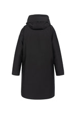 Black multi-pocket hooded parka with quilted nylon lining - Image n°9