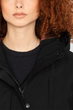 Black multi-pocket hooded parka with quilted nylon lining - Image n°10