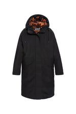 Black multi-pocket hooded parka with quilted nylon lining - Image n°6