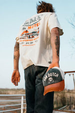 Embroidered cotton cap with worn effect in blue, white and red - Image n°4