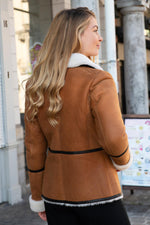 Women's chic whisky-colored bomber jacket - Image n°3