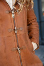 Women's Whiskey Shearling Hooded Coat - Image n°3