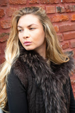 Dark brown genuine fur sleeveless vest - Image n°4