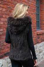 Dark brown genuine fur sleeveless vest - Image n°3
