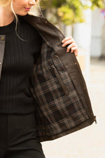 Brown velvet shirt collar leather jacket - Image n°7