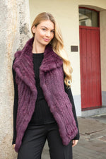 Plum fur sleeveless vest - Image n°5