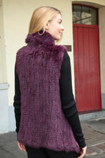 Plum fur sleeveless vest - Image n°3