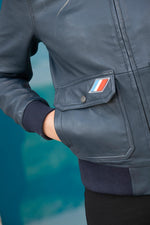 Straight-cut sheep leather jacket in royal blue. Sporty, timeless fit. - Image n°6
