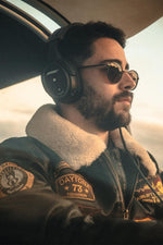 Distressed black leather aviator jacket with patches - Image n°13