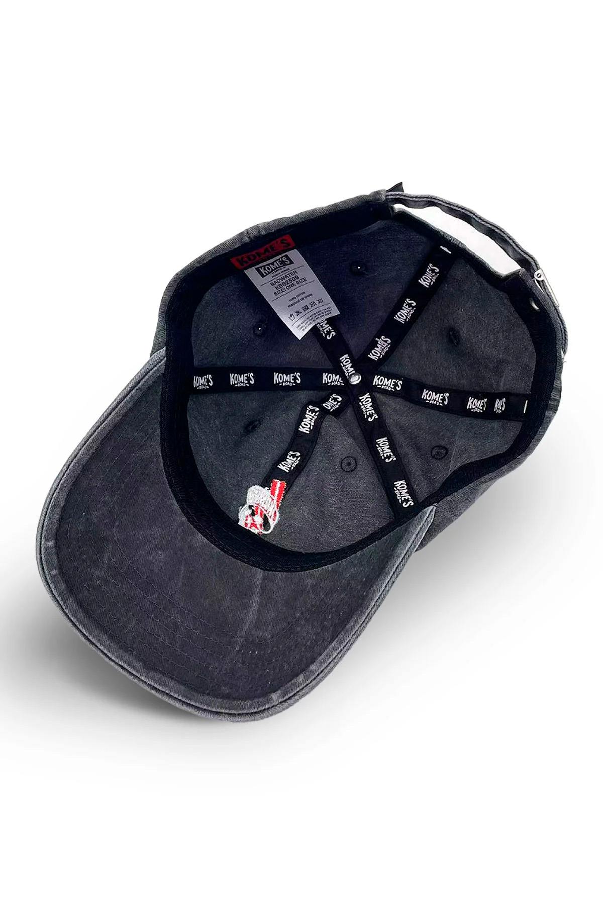 Grey cotton cap with embroidered skull logo - Image n°3