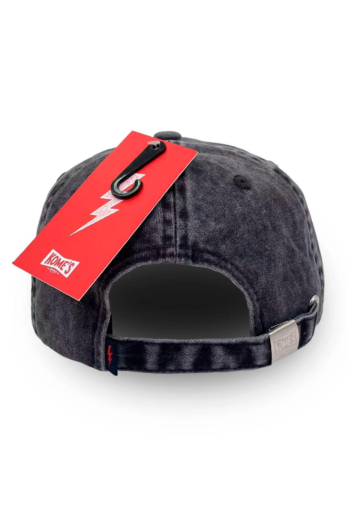 Grey cotton cap with embroidered skull logo - Image n°4