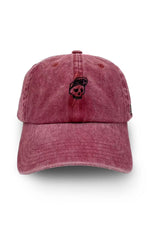 Purple cotton cap with embroidered skull logo - Image n°1