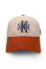 Beige and rust cotton cap with embroidered letter logo - Image n°1