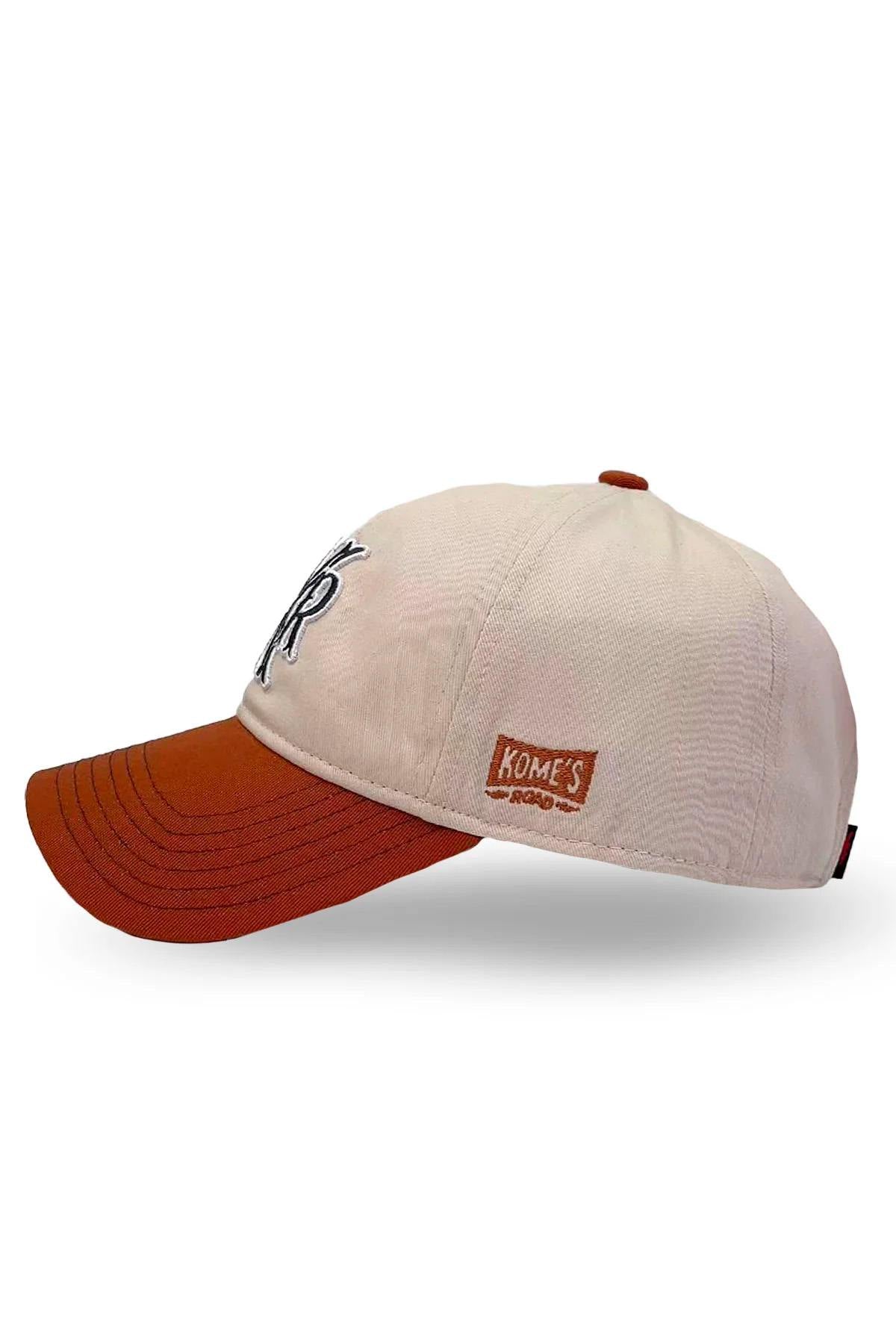 Beige and rust cotton cap with embroidered letter logo - Image n°2