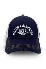 Navy and white mesh cap with printed logo - Image n°1
