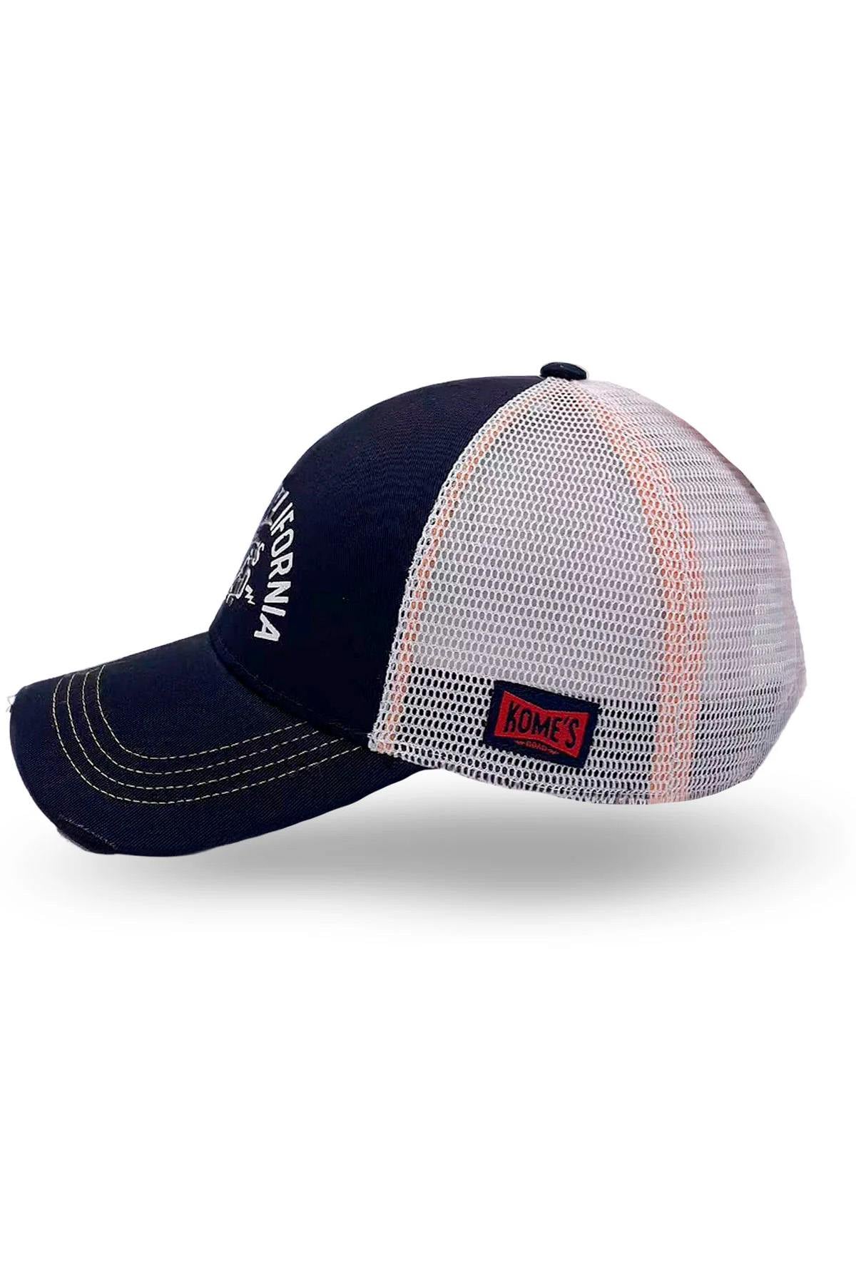 Navy and white mesh cap with printed logo - Image n°2