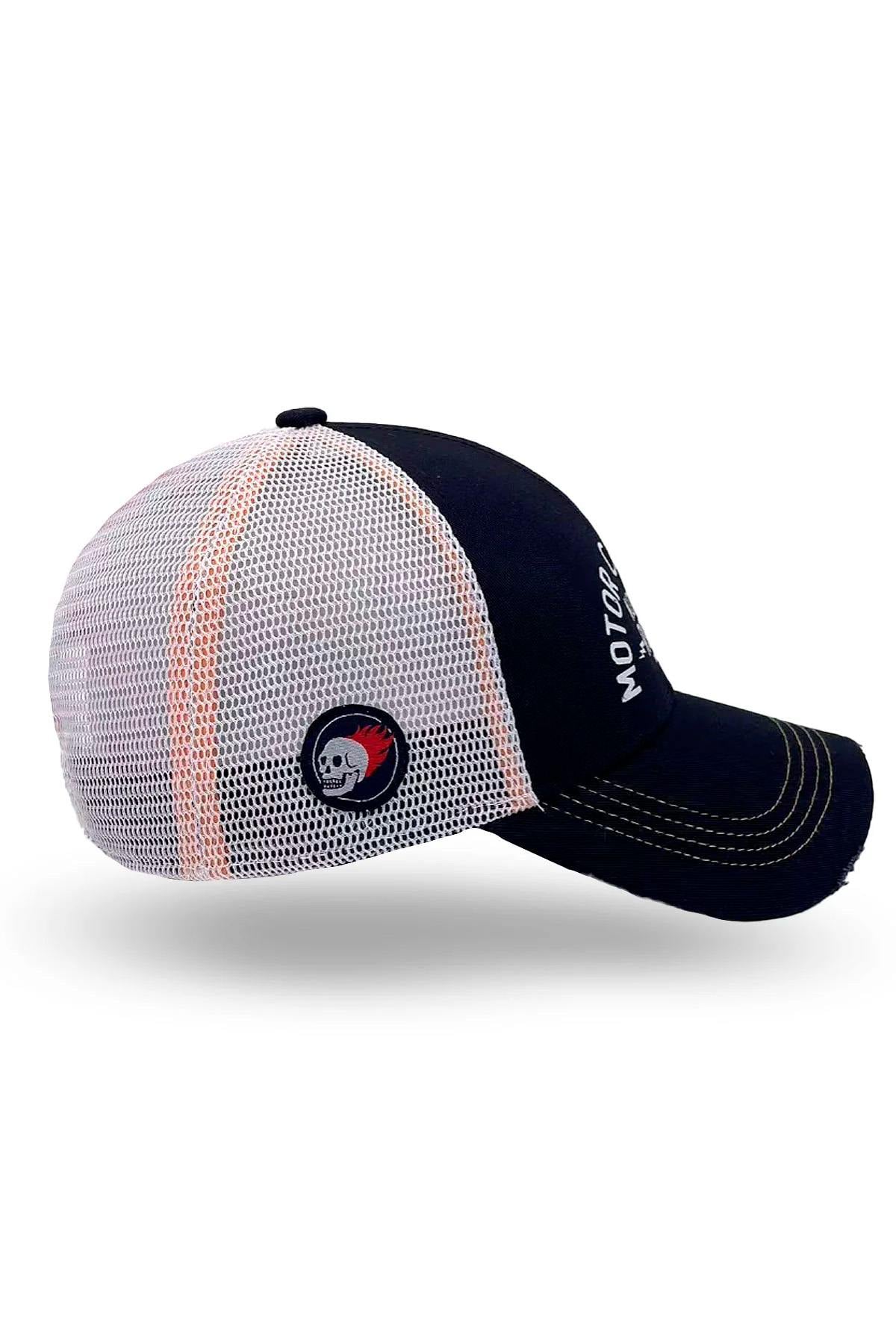 Navy and white mesh cap with printed logo - Image n°3