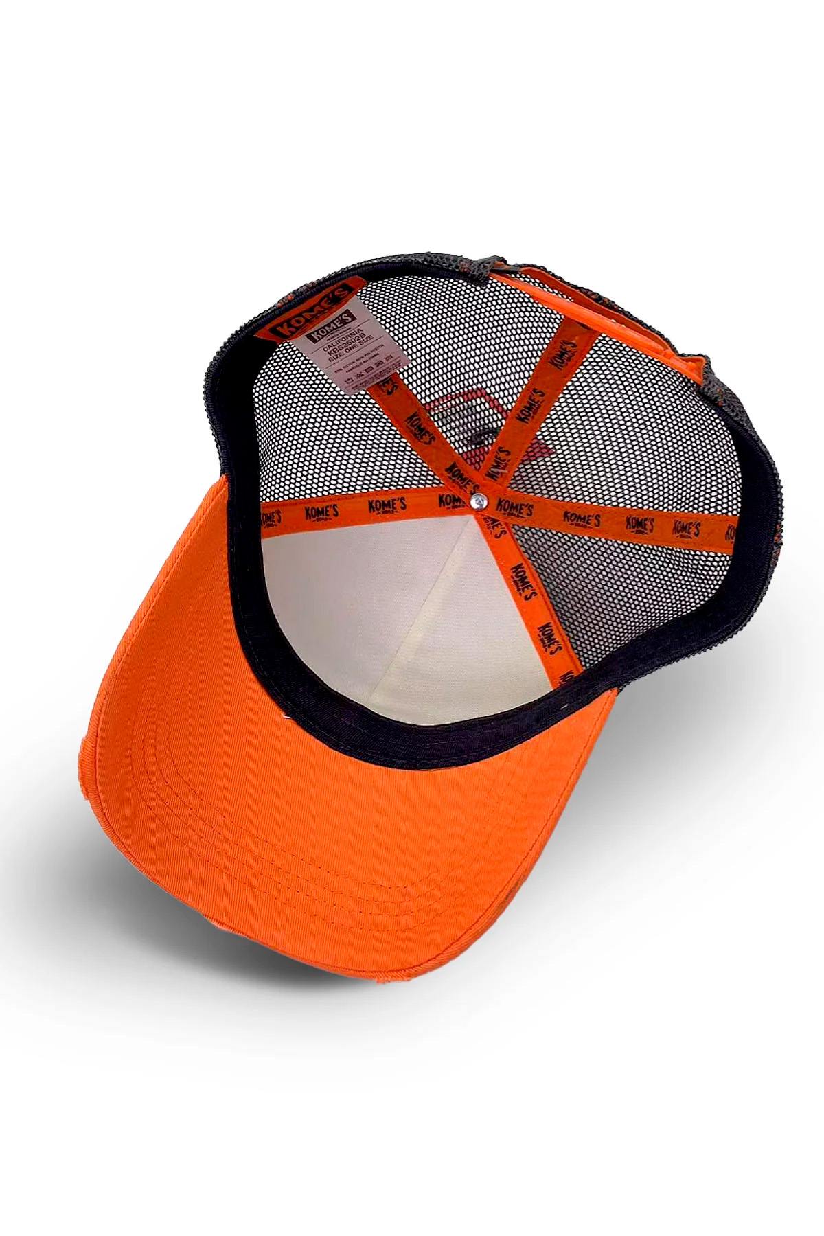 Orange, white and blue mesh cap with printed logo - Image n°3