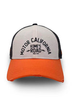 Orange, white and blue mesh cap with printed logo - Image n°1