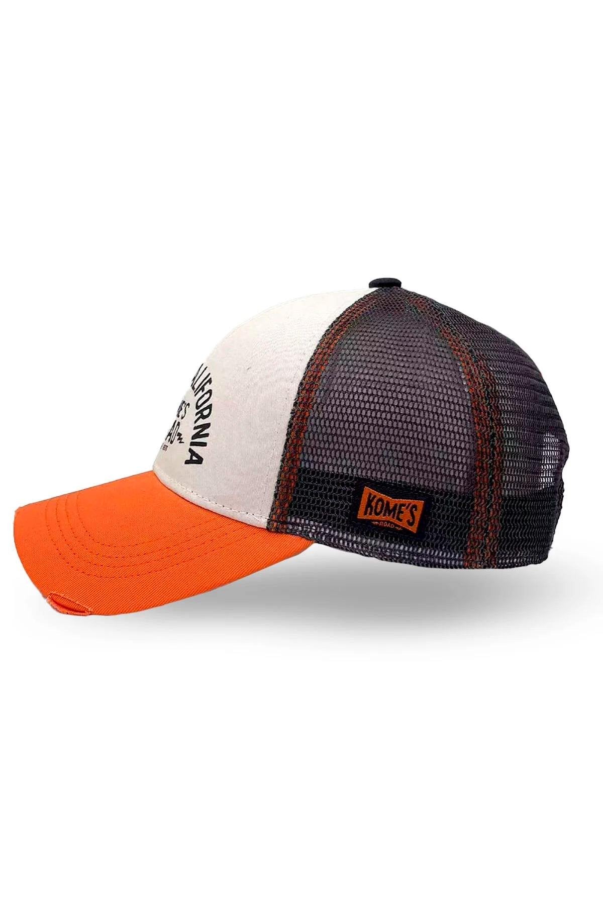 Orange, white and blue mesh cap with printed logo - Image n°2